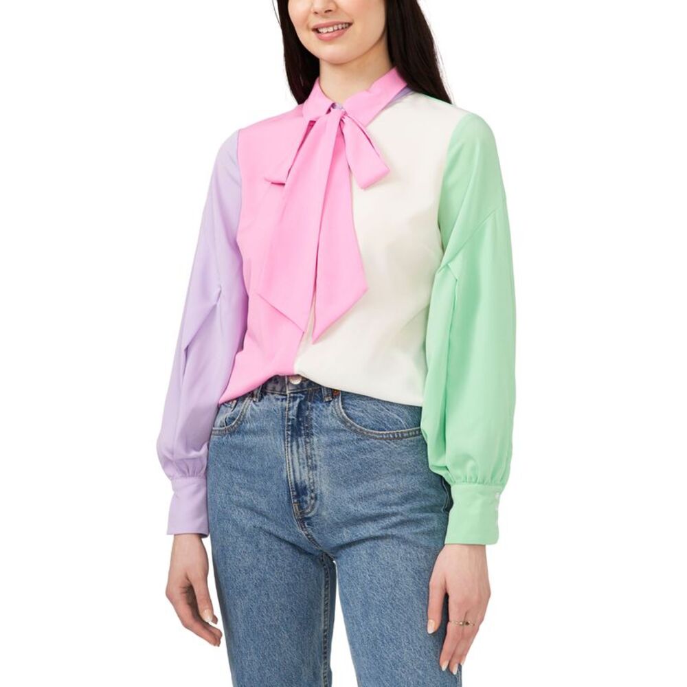 Riley Rae Colorblocked Tie Neck Top